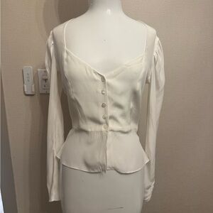 FRAME Women's Button-Front Peplum Blouse